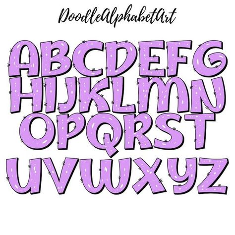 Chunky Fonts Alphabet, Doodle Lettering Alphabet Fonts, Fonts Doodle, Dog Font, Fonts Bubble, Balloon Font, Graphic Graffiti, 3d Balloon, Chunky Font