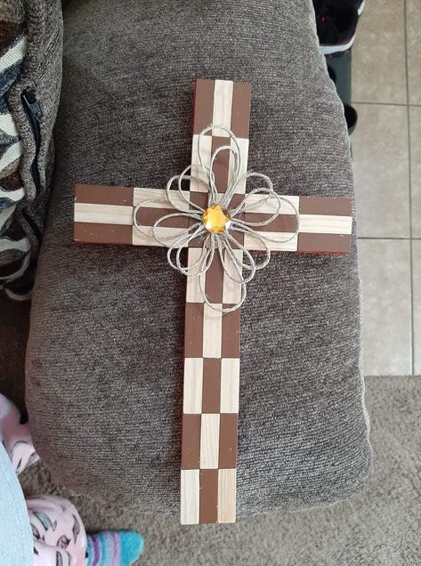 Painted Jenga blocks Cross. Block Diy Projects, Upcycle Jenga Blocks, Diy Crafts Using Jenga Blocks, Wooden Jenga Block Crafts, Wooden Blocks Decor Craft Ideas For Christmas, Dollar Tree Jenga Block Cross, Tumbling Tower Block Cross, Diy Wood Cross Projects, Jenga Cross Craft