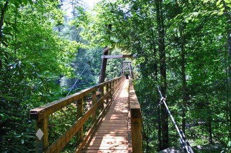 Bridge across Toccoa River in Georgia Mountain Bridge, Blue Ridge Cabin Rentals, Hiking In Georgia, Georgia Cabins, Georgia Hiking, Georgia Trip, Ellijay Ga, Helen Ga, Swinging Bridge