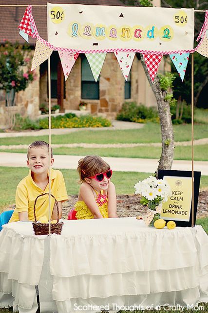 Lemonade Stand Cute Lemonade Stand, Coolest Crafts, Diy Lemonade Stand, Magical Childhood, Diy Lemonade, Lemonade Stands, Chore Board, Summer Craft, Fun Summer Activities