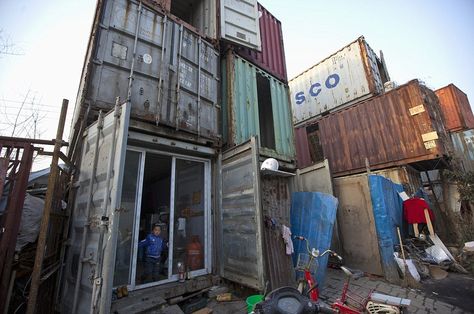 Chinese migrant families are forced to live in old shipping containers due to a lack of housing.  For just £50 a month, they rent out their metal homes on the outskirts of Shanghai.  Millions of rural migrants have flocked to China's fast developing cities in recent decades, but many are unable to join the property ladder as house prices have boomed and rents have soared. Our Help Wanted Initiative addresses the recruitment and hiring. Learn more: http://www.verite.org/fair-hiring-toolkit Cargo Container Homes, Freight Container, Cargo Container, Migrant Worker, Casa Container, Urban Architecture, Shipping Containers, Pictures Of The Week, Shipping Container Homes