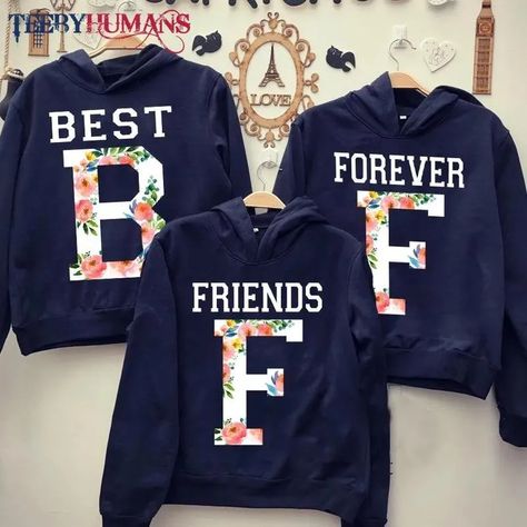 Matching Sweatshirts For 3 Best Friends, Bff Hoodies For 3 Friends, Best Friend Hoodies For 3 Bff Shirts, Trio Hoodies, Bestie Clothes, Bff Clothes, Friend Sweatshirts, Bff Outfits Matching, Friend Hoodies