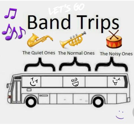 Marching band  Bus🎶🎺🎷🥁 Band Bus, Band Trip, The Quiet Ones, Band Mom, Band Jokes, Band Kid, Band Memes, Marching Band, Band