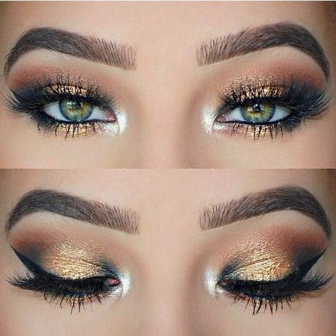 El maquillaje de Quinceañera perfecto para tu fiesta Steampunk Eye, Basic Wedding, Gold Eye Makeup Tutorial, Makeup Cantik, Make Up Gold, Eyebrow Shapes, Mekap Mata, Maybelline Color Tattoo, Pretty Eye Makeup