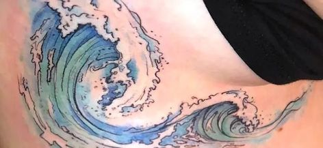 Tattoo Wave, Wave Tattoos, Mastectomy Tattoo, Bone Tattoos, Wave Tattoo, Ocean Tattoos, Trendy Tattoo, Side Tattoos, Waves Tattoo