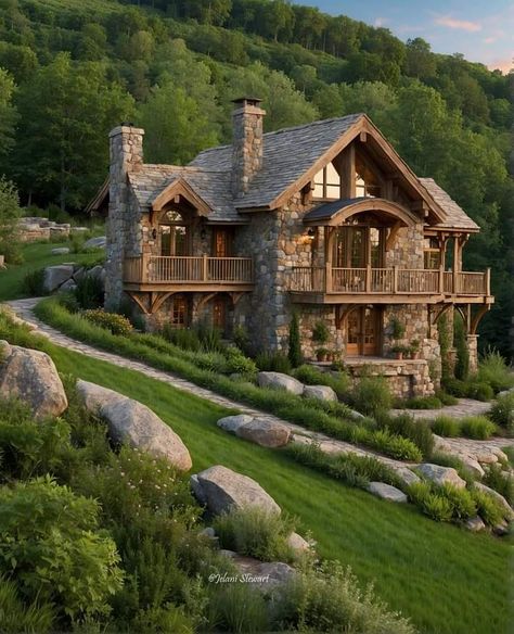 Rock Houses, Sweet Home Design, Rock House, Stone And Wood, Stone Cottages, Stone Cottage, Dream Houses, Stone Houses, Cottage Homes