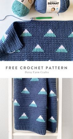 Free Pattern - Crochet Snowy Mountains Baby Blanket Mountain Baby Blanket, Zig Zag Crochet, Daisy Farm, Crocheted Blanket, Confection Au Crochet, Ball Of Yarn, Farm Crafts, Crochet Baby Boy, Crochet For Boys