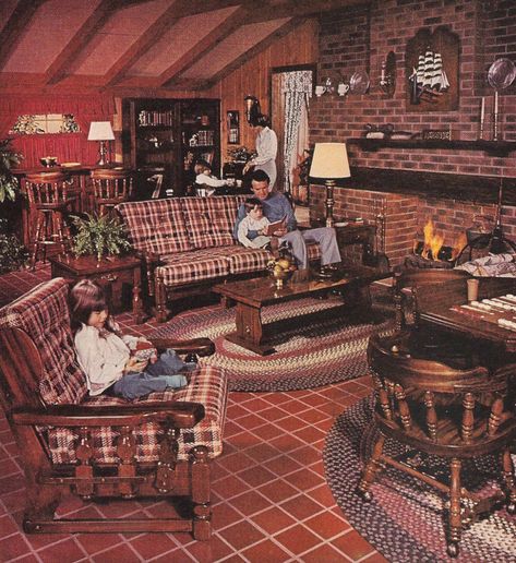 1977 SEARS Open Hearth Family Room Furniture Magazine Ad | Flickr 70s Couch, Furniture Magazine, 70s Furniture, 70s House, Family Room Furniture, Retro Interior Design, Colonial Furniture, 70s Home, 70s Home Decor