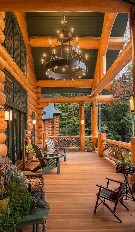 e837b73076145c4d69931d1f9a400b56 Rustic Porch Ideas, Log Cabin Living, Log Home Interiors, Rustic Log Cabin, Log Home Decorating, Rustic Porch, Christmas Village Houses, Cabin Living, Diy Outdoor Decor