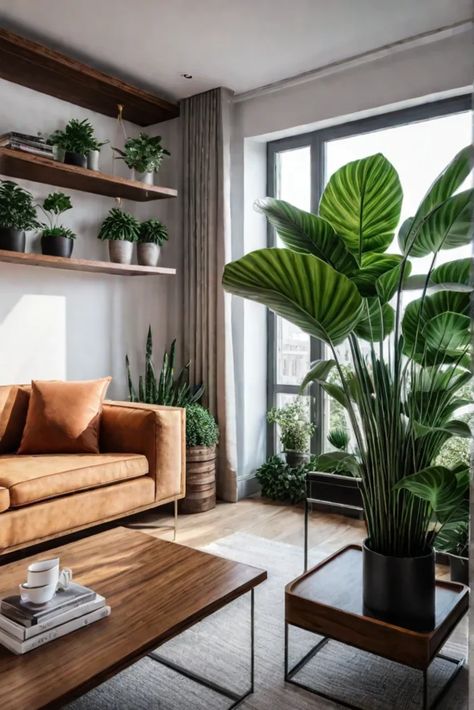 Small apartment with natural elements Small Apartment Plant Ideas, Apartment Plant Ideas, Small Apartment Plants, Cozy Decor Ideas, Apartment Decor Ideas, Mini Apartments, Transforming Furniture, Apartment Plants, Multipurpose Furniture