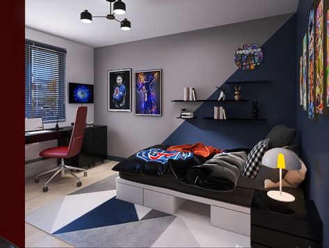 Fan de foot et de manga. Psg Bedroom, Small Boys Bedroom Ideas, Manga Bedroom, Room Decor Ideas Diy, Boys Bedroom Ideas, Teenager Bedroom Boy, Teenage Boy Room, Boys Room Design, Boys Bedroom Makeover