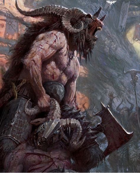 “Beast Man victorious in the fight for dominance” Artist Thomas Elliott Beasts Of Chaos, Monsters Rpg, Warhammer Fantasy Roleplay, Creature Artwork, Fantasy Battle, Fantasy Beasts, 다크 판타지, Warhammer Art, Fantasy Races