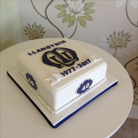 Llangynin Mothers' Union anniversary cake Work Anniversary Cake, Company Anniversary Cake, Church Anniversary Cake, Leaving Cake, Square Cake Design, 19th Anniversary, Cake For Husband, Company Anniversary, Fondant Cake Designs