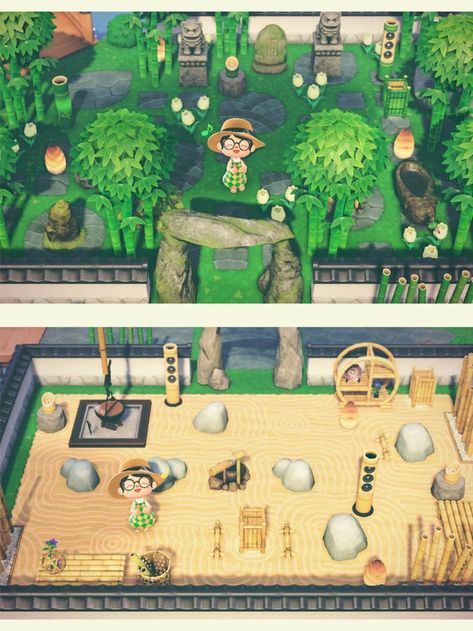 Animal Crossing Bamboo Forest, Acnh Bamboo Garden, Bamboo Forest Acnh, Bamboo Animal Crossing, Acnh Bamboo Forest Idea, Acnh Bamboo Garden Idea, Animal Crossing Bamboo Garden, Acnh Rock Garden, Acnh References