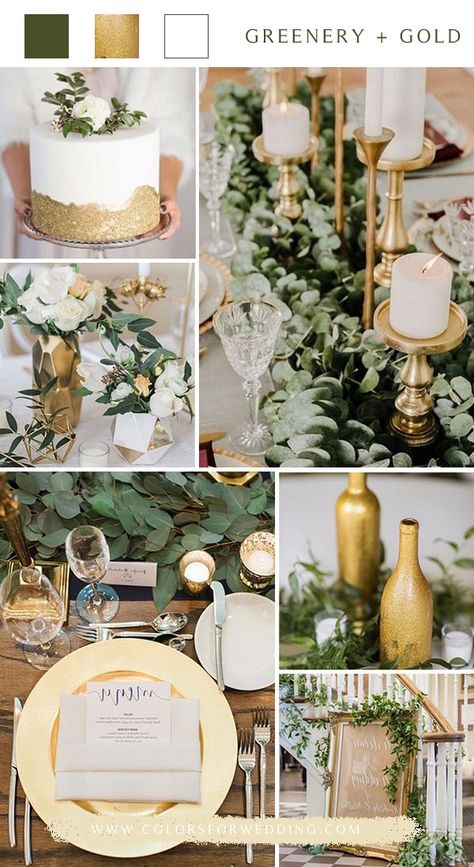 Wedding Color Schemes Green, Summer Wedding Color Schemes, Wedding Color Schemes Summer, Wedding Theme Color Schemes, Green Gold Weddings, Wedding Color Pallet, Gold Wedding Colors, Green Wedding Colors, Gold Wedding Theme