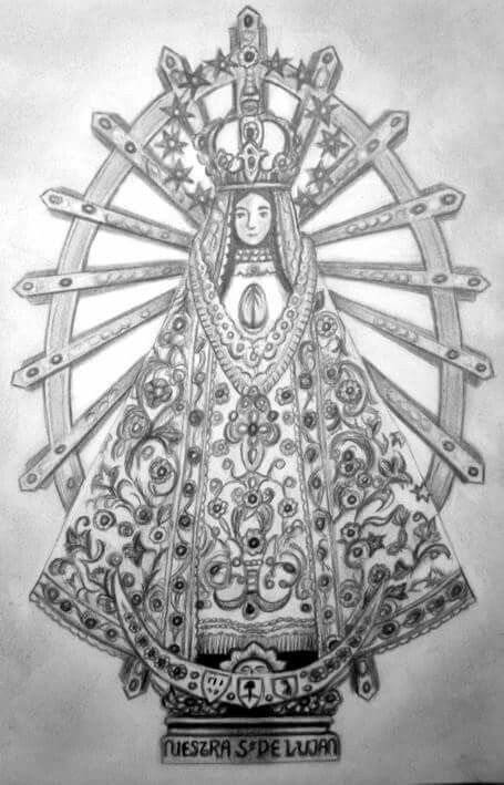 Virgen de Luján Lapiz Mexican Culture Art, Mexican Culture, Catholic Art, Paper Quilling, Blackwork, Culture Art, Crayon, Art Tattoo, Sketch Book