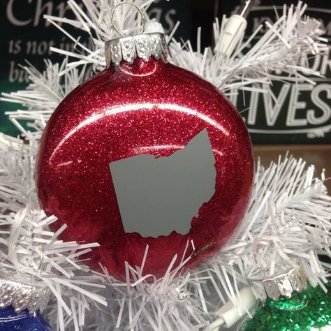 Holiday Christmas Tree Ornament Ohio State Buckeye Ohio HOME Ohio State Diy, Ohio State Ornaments, Ohio State Buckeyes Crafts, Ohio State Decor, Buckeye Crafts, Ohio Tattoo, Sports Crafts, Cricket Crafts, Ornament Party