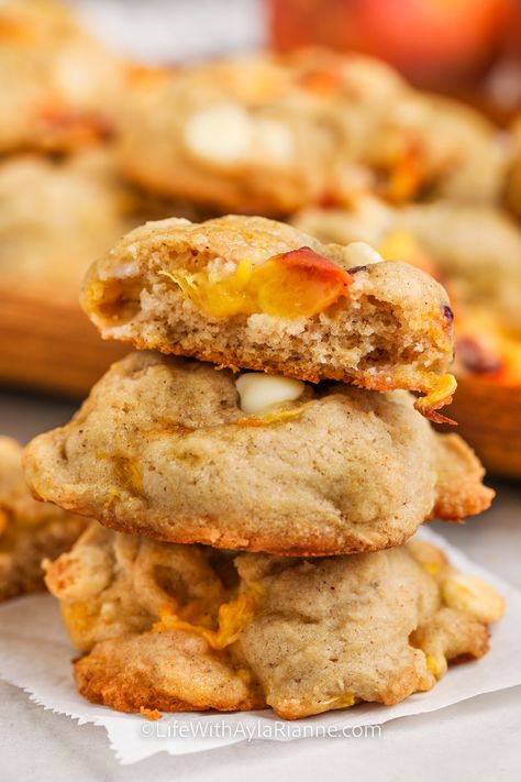 Peach Snickerdoodle Cookies, Fresh Peach Cookies, Peaches Cookies, Sonker Recipe, Peach Cobbler Cookies, Peach Cookies Recipe, Cobbler Cookies, Peaches Recipes, Watermelon Sorbet Recipes