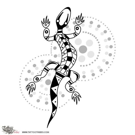 Gecko Tattoo Design, Polynesian Tattoo Design, Aboriginal Tattoo, Gecko Tattoo, Australia Tattoo, Aboriginal Art Symbols, Lizard Tattoo, Tiki Tattoo, Australian Tattoo