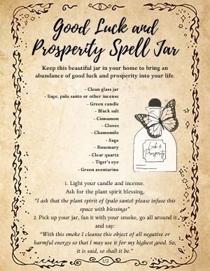 Prosperity Spell Jar, Prosperity Spell, Good Luck Spells, Jar Spells, Easy Spells, Wiccan Magic, Luck Spells, Magic Spell Book, Spell Jar