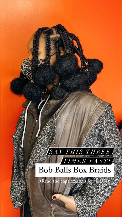 tiffanymbattle on Instagram: Q: What do you call this style? A: Bob Balls Box Braids! - Q: Is this your hairstyle after the bob? A: Yep, I changed my hair one mo’… Braids With Balls At The End, Puff Braids, Poodle Puffs Hairstyle, Big Braids, Hair Puff, Ball Hairstyles, Low Maintenance Hair, Braids Hairstyles Pictures, Girls Braids