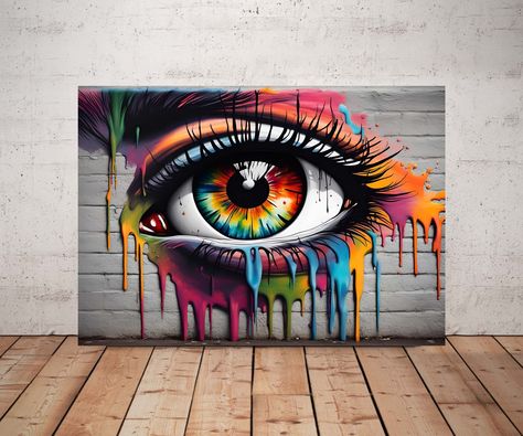 Pop Art Marilyn, Eye Wall Art, Splash Art, Vibrant Eyes, Eye Print, Eye Painting, Digital Poster, Eye Art, Brick Wall