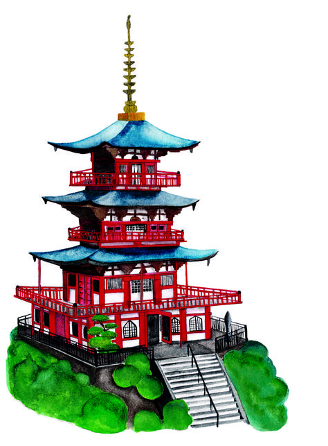 This is one of my first big #watercolor projects I painted. It's also the first original #artzork that I sold I love #drawing and #painting #japanese building so much. It takes a lot of time but I always love the result. #japan #temple #japanesetemple #Kyoto Japan Temple Drawing, Japanese Shrine Drawing, Chinese Temple Drawing, Japanese Temple Drawing, Japanese Architecture Drawings, Japan Traditional Art, Japan Village, Tokyo Architecture, Chinese Buildings