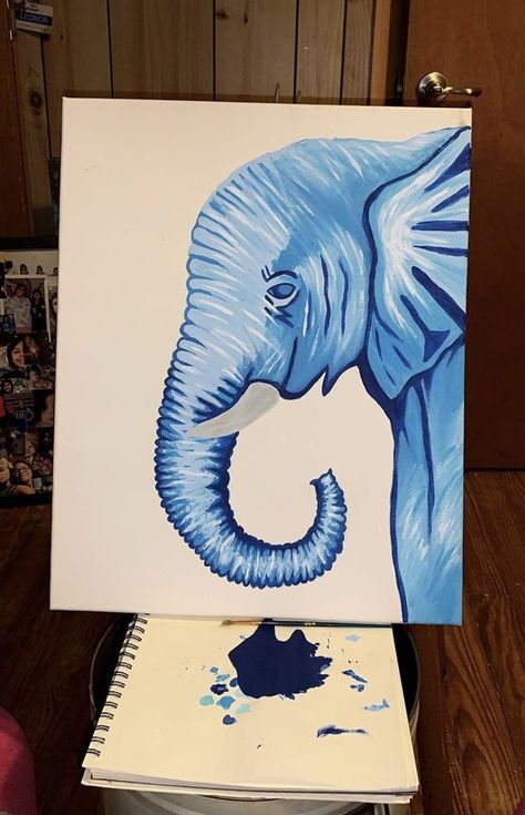 Elephant Painting Canvas, Painting Elephant, Animal Canvas Paintings, Christmas Paintings On Canvas, Posca Art, Simple Canvas Paintings, Cute Canvas Paintings, Easy Canvas Art, Elephant Painting