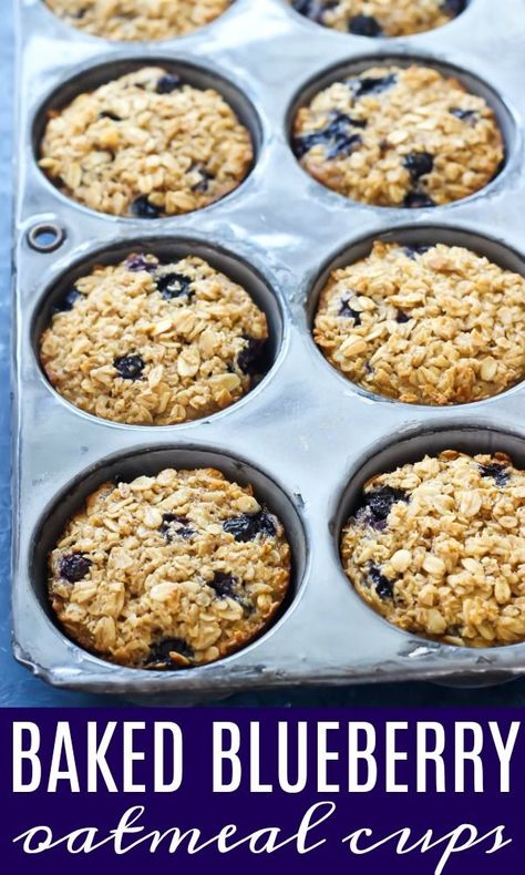 When you need a healthy and easy breakfast, these blueberry baked oatmeal cups are perfect for making ahead and enjoying on busy mornings! Baked Oatmeal With Blueberries, Baked Blueberry Oatmeal Cups, Blueberry Baked Oatmeal, Mom On Timeout Recipes, Blueberry Baked Oatmeal For One, Blueberry Oatmeal Cups, Blueberry Oatmeal Bake Easy, Blueberry Muffin Baked Oatmeal, Blueberry Baked Oatmeal Cups