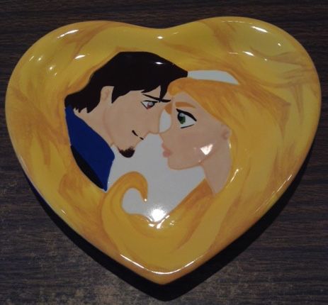 Tangled Heart Plate | Paint Your Own Pottery | Paint Your Pot | Cary, North Carolina Disney Ceramics, Disney Pottery, Diy Plates, Clay Cottage, Painting Plates, Disney Canvas Paintings, Disney Night, Heart Plate, Cary North Carolina