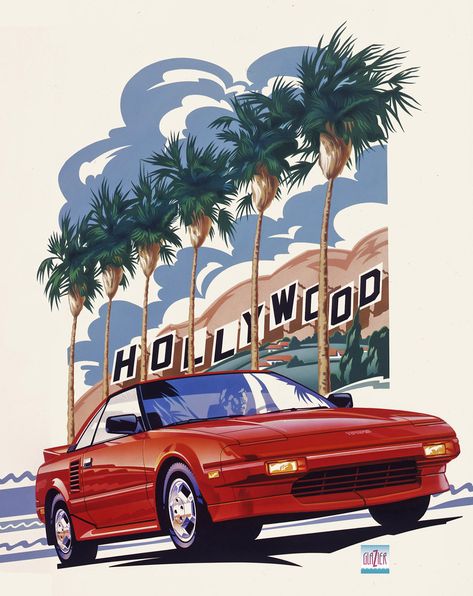 Lowrider Graphics, Airbrush Illustration, Jdm Art, Airbrush Painting, New Retro Wave, Happy Shirt, Car Artwork, Toyota Mr2, Car Illustration