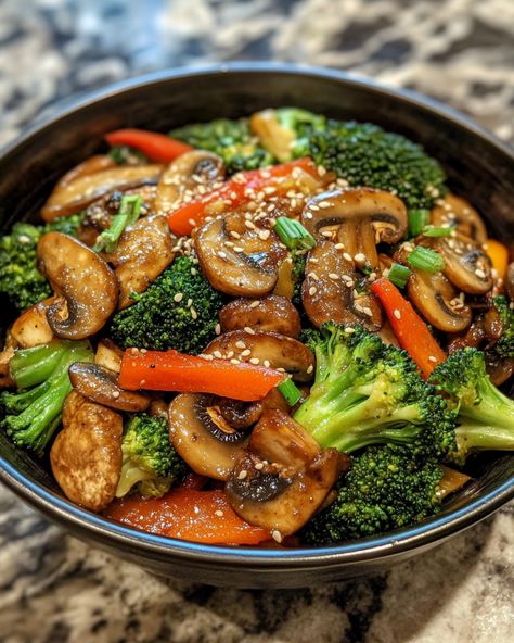 Broccoli and Mushroom Stir-Fry: A Quick and Flavorful Delight Mushroom Broccoli Stir Fry, Mushroom And Bell Pepper Recipes, Book Choy Mushroom Stir Fry, Mushroom Medley Recipes, Mushroom Broccoli Recipes, Mushroom Stir Fry Recipes, Broccoli And Mushroom Stir Fry, Mushroom Broccoli, Mushroom Stir Fry