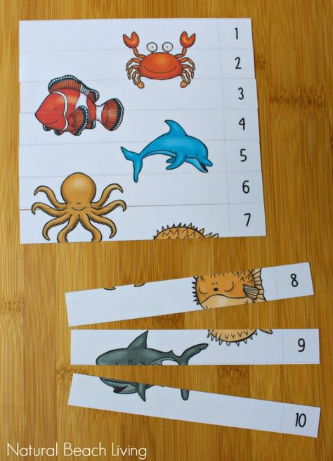 The Best Ocean Animals Preschool Activities, Free Printables, Perfect Preschool Ideas for Ocean or Under the Sea theme, I SPY Counting & Alphabet Clip Cards, Puzzles and more Ocean Animals Preschool Activities, Animals Preschool Activities, Ocean Animals Preschool, Puzzle Activities, Alphabet Clip Cards, Animals Preschool, Ocean Theme Preschool, Ocean Theme Classroom, Sea Activities