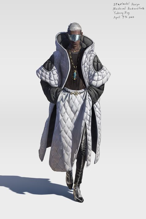 Sifi Characters Design, Futuristic Runway Fashion, Sci Fi Style, Sci Fi Clothes Male, Scifi Costume Design, Male Characters Design, Sci Fi King, Cool Male Outfit, Avant Garde Suit