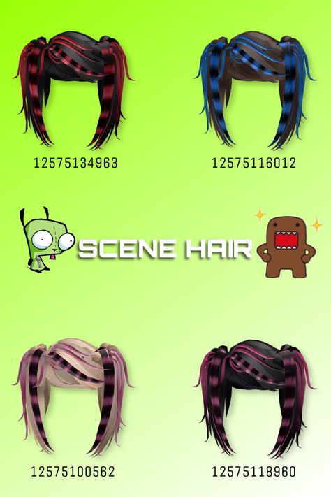 Roblox Rainbow Hair Codes, Scene Outfit Codes Berry Ave, Roblox Ids Hair, Roblox Scene Codes, Berry Hair Codes, Scene Berry Avenue Codes, Scene Raccoon Hair, Gyaru Roblox Avatar Code, Scene Roblox Avatar Codes