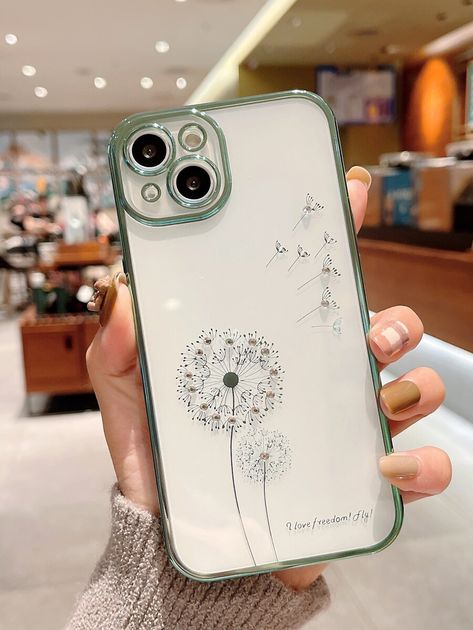 Dandelion Pattern Clear Phone Case | SHEIN USA Dandelion Pattern, Minimalist Phone Cases, Green Phone Case, Bling Phone Cases, Pretty Phone Cases, Stylish Phone Case, Art Phone Cases, Flower Phone Case, Clear Phone Case