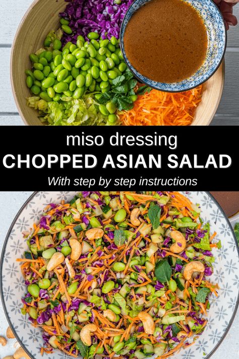 Miso Salad Recipes, Asian Grain Salad, Asian Salad Vegetarian, Fresh Asian Salad, Asian Salad Bowl, Loose Weight Salad Recipes, Meal Prep Egg Salad, Asian Lettuce Salad, Delicious Salad Recipes Healthy