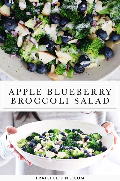 Apple Blueberry Salad, Broccoli Blueberry Salad, Camping Appetizers, Lemon Poppyseed Dressing, Blueberry Salad Recipes, Easy Broccoli Salad, Fraiche Living, Apple Blueberry, Blueberry Salad