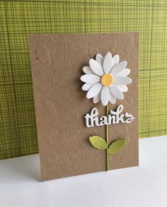 Thank You Card Handmade, Happy April, Daisy Cards, Handmade Thank You Cards, Thank You Card Design, Cricut Cards, Die Cut Cards, Sketch Challenge, April 1st