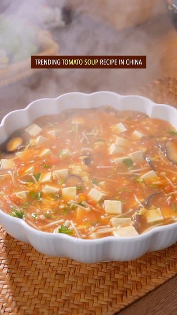 Tomato Tofu Soup, Chinese Tomato Soup, Tomato Tofu, Quick Tomato Soup, Asian Soups, Egg Tofu, Tofu Soup, Egg Drop, Delicious Soup Recipes