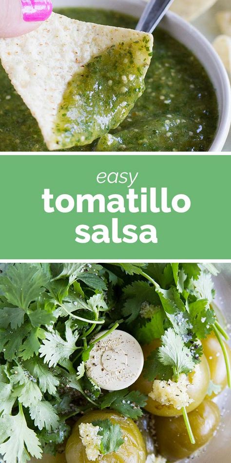 A must-have in your refrigerator - this Tomatillo Salsa recipe is so easy and flavorful that you’ll wonder why you haven’t always been making it! #salsa #recipe #greensalsa #tomatillo Things To Make With Tomatillos, Easy Tomatillo Recipes, Tomatillo Recipes Salsa, Easy Tomatillo Salsa, Recipes With Tomatillos, Salsa With Tomatillos, Tomatillos Salsa, Green Salsa Recipe, Tomatillo Recipes