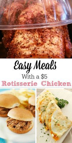 Skip the carry-out and save money with a rotisserie chicken. You can make these Make With Rotisserie Chicken, Meals To Make, Cheap Easy Meals, Cheap Healthy Meals, Cooking For A Crowd, Rotisserie Chicken Recipes, Cheap Dinners, Cooking On A Budget, Frugal Meals