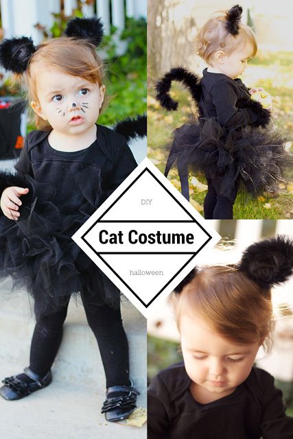 do it yourself divas: DIY: Black Cat Costume Cat And Witch Costume, Toddler Girl Cat Costume, Toddler Cat Costume Diy, Diy Black Cat Costume, Cat Costume Toddler, Diy Cat Costume, Baby Danielle, Toddler Cat Costume, Baby Cat Costume