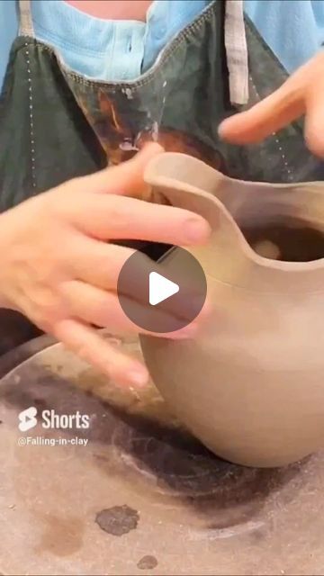 Daria Paik on Instagram: "How to make a fancy Spout for pitcher!

#ceramic #clay#pitcher #throwing #Handbuilding 
Falling-in-clay 
YouTube" Throwing A Pitcher On The Wheel, Ceramic Pitcher Ideas, Clay Hacks, Clay Pitcher, Pitcher Ceramic, Throwing Clay, Beginner Pottery, Pottery Videos, Jug Vase