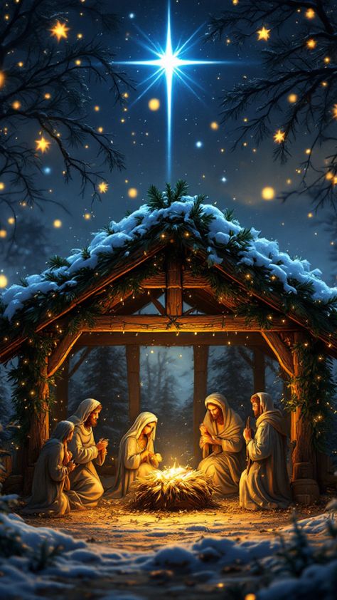 Free iPhone Wallpaper - Christmas Manger Background Thomas Kinkade Wallpaper Iphone, Christmas Star Pictures, Christmas Eve Pictures Beautiful, O Holy Night Wallpaper, Free Christmas Screensavers, Christmas Eve Wallpaper Iphone, Merry Christmas Images Free Christian, Nativity Iphone Wallpaper, Free Christmas Pictures To Download