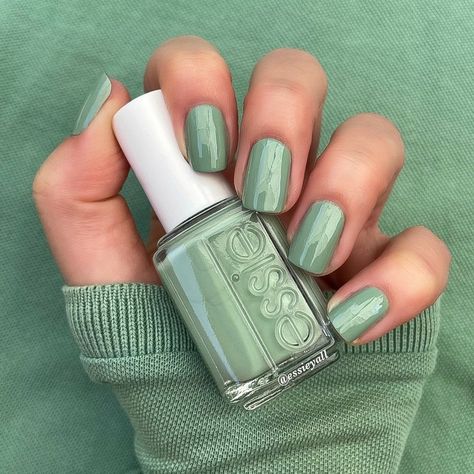 Rachel • essieyall on Instagram: “🔮New🔮 from the @essie Crystal Clear Intentions Collection is {Jade It Happen}. This is such a lovely soft green 😍😍 Two super smooth coats…” Seafoam Green Nail Polish, Winter Nail Colours, Green Toe Nails, Mint Nail Polish, Mint Green Nail Polish, Mint Green Nails, Jade Nails, Spring Nail Polish, St Patricks Day Nails