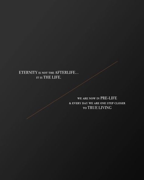 Eternity is not the afterlife. It is the life. We are now in pre-life & every day we are one step closer to true living. Afterlife Quotes, The Afterlife, One Step Closer, We Are One, First Step, Better Life, Every Day, Encouragement, Quotes