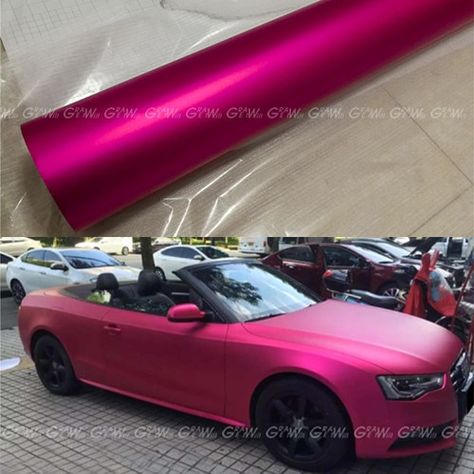 Car Wrapping Ideas, Matte Car Wrap Colors, Car Wrap Design Ideas Vinyls, Matte Car Paint, Pink Advertising, M6 Convertible, Wrapped Cars, Vinyl Wrap Colors, Hot Pink Cars