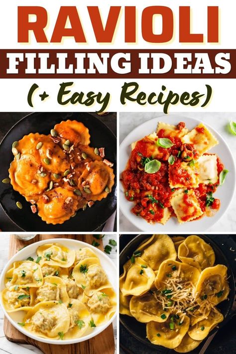 Take your pasta game to the next level with these delicious ravioli filling ideas. Because the only thing better than homemade pasta is stuffed pasta! No Cheese Ravioli Filling, Homemade Ravioli Fillings, Different Ravioli Fillings, Stuffed Pasta Recipes Ravioli, How To Cook Ravioli Pasta, Pasta Filling Ideas, Tortellini Filling Ideas, Making Ravioli Homemade Pasta, How To Make Ravioli Filling