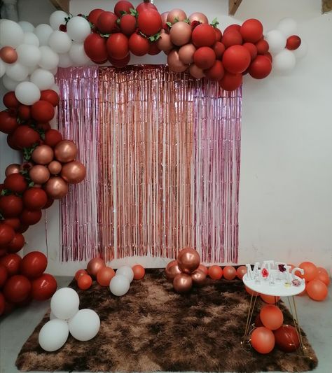 Decor idea for what I call a 'Let's see the dress party' Backdrop Ideas For Photos, Backdrop Ideas, Grapes, Decor Ideas, Ceiling, Ceiling Lights, Curtains, Fruit, Lighting